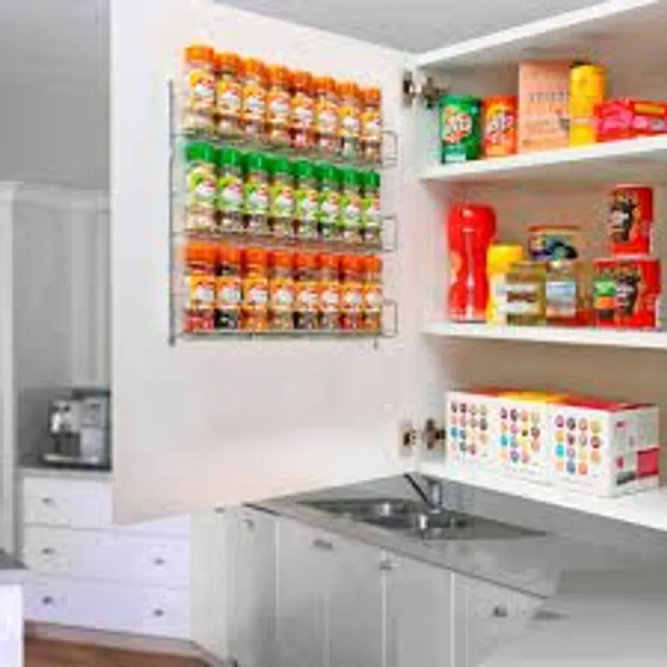 BOXED NEO 3 TIER SPICE RACK FOR KITCHEN DOOR CUPBOARD OR WALL (1 BOX)