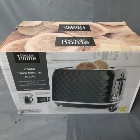 BOXED HOME 2-SLICE BLACK TEXTURED TOASTER