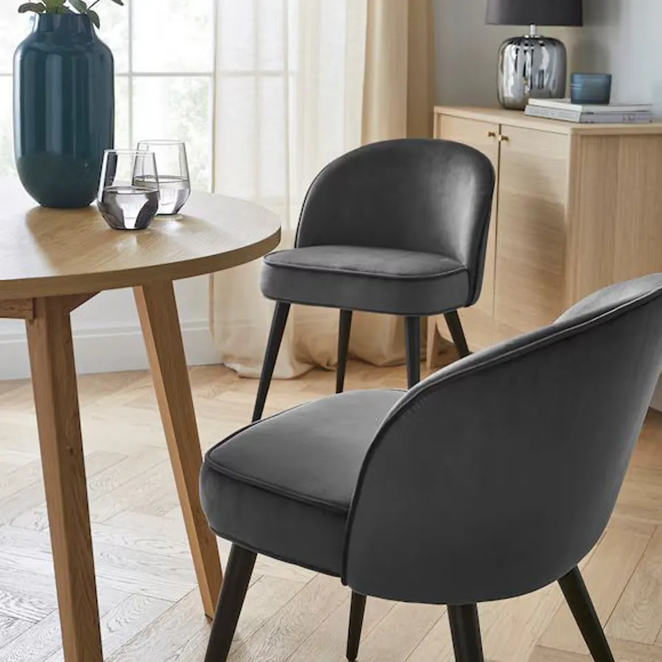 EMILIE DINING CHAIRS CHARCOAL NK104 650 X 520 X 550MM BOXED