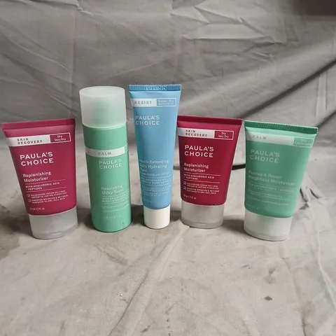 LOT OF 5 OF PAULA'S CHOICE SKINCARE PRODUCTS TO INCLUDE TONER, MOISTURISER AND HYDRATING FLUID