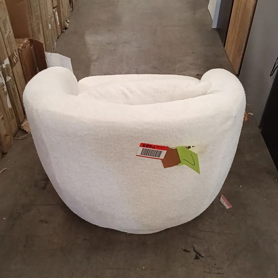 OFF-WHITE UPHOLSTERED SWIVEL CHAIR WITH PILLOW