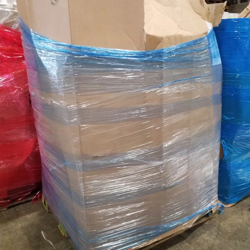 PALLET CONTAINING ASSORTED PRODUCTS TO INCLUDE BEACH TENT, STYROFOAM BEARS, TERRACE HEATER, CURTAIN ROD, NON-SLIP MAT