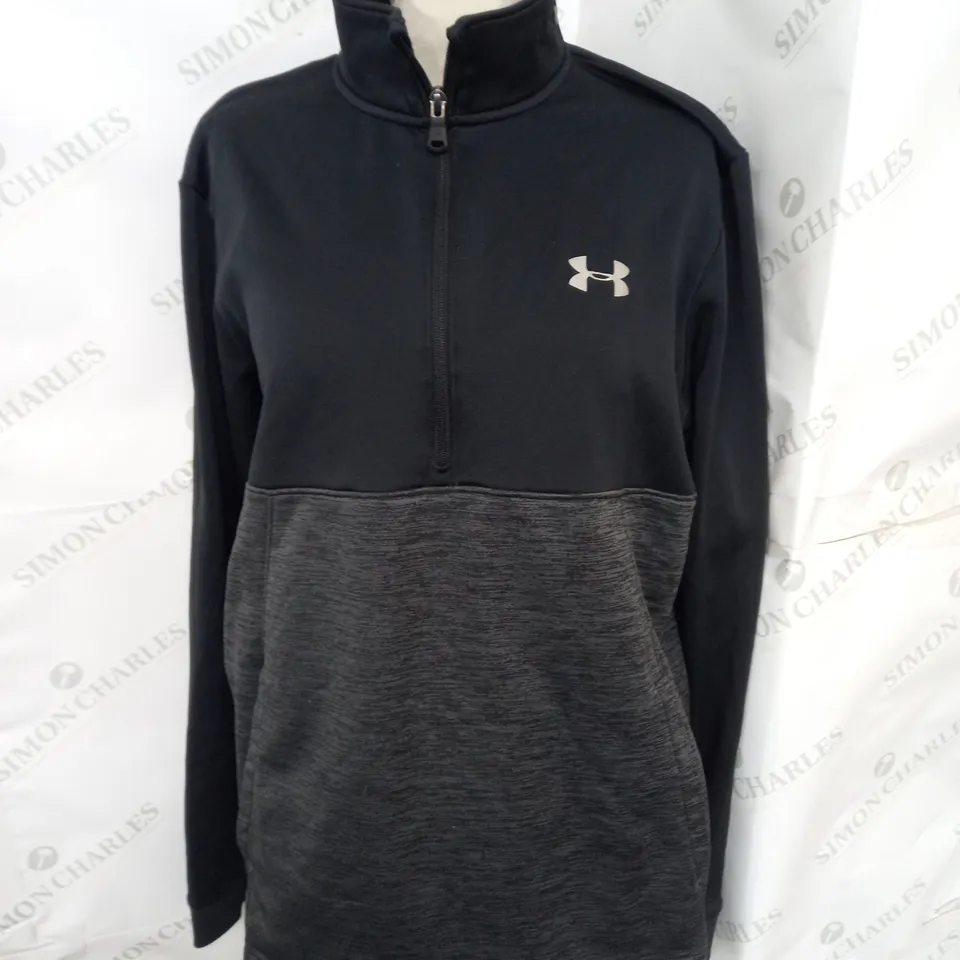 UNDER ARMOUR 1/4 THIN FLEECE IN BLACK/GREY SIZE L