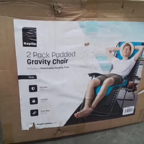 BOXED KEPLIN 2 PACK OF PADDED GRAVITY CHAIRS -TEAL-