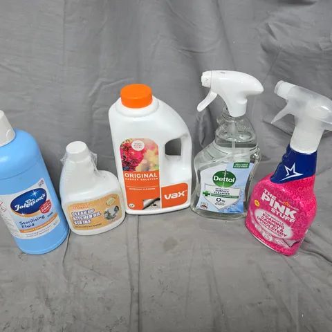 APPROXIMATELY 10 ASSORTED HOUSEHOLD LIQUID PRODUCTS TO INCLUDE DR JOHNSONS STERILISING FLUID, CARPET SOLUTION, THE PINK STUFF, ETC - COLLECTION ONLY