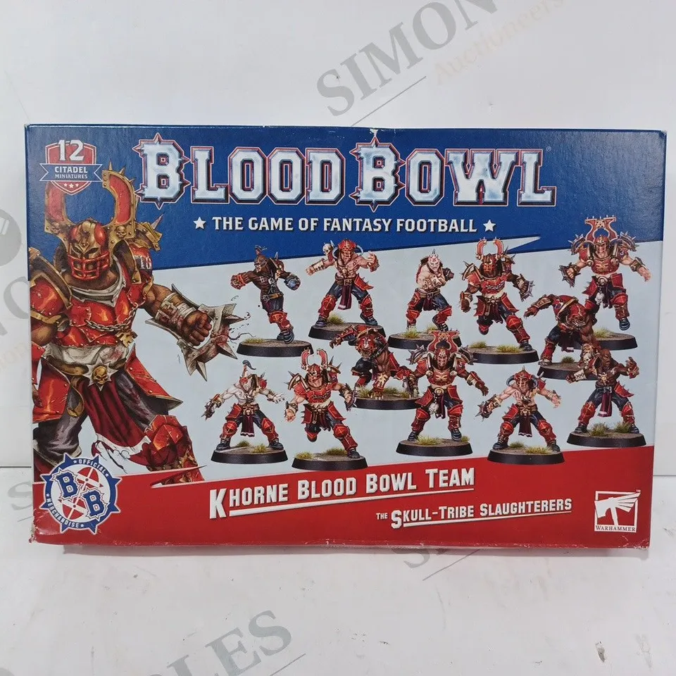 BOXED WARHAMMER BLOOD BOWL KHORNE TEAM - THE SKULL TRIBE SLAUGHTERERS PACK OF 12 MINIATURES