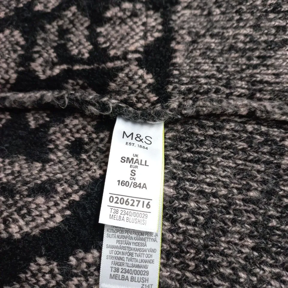 M&S COLLECTION KNITTED CARDIGAN – LEOPARD PRINT, PINK & BLACK, UK SMALL (S)