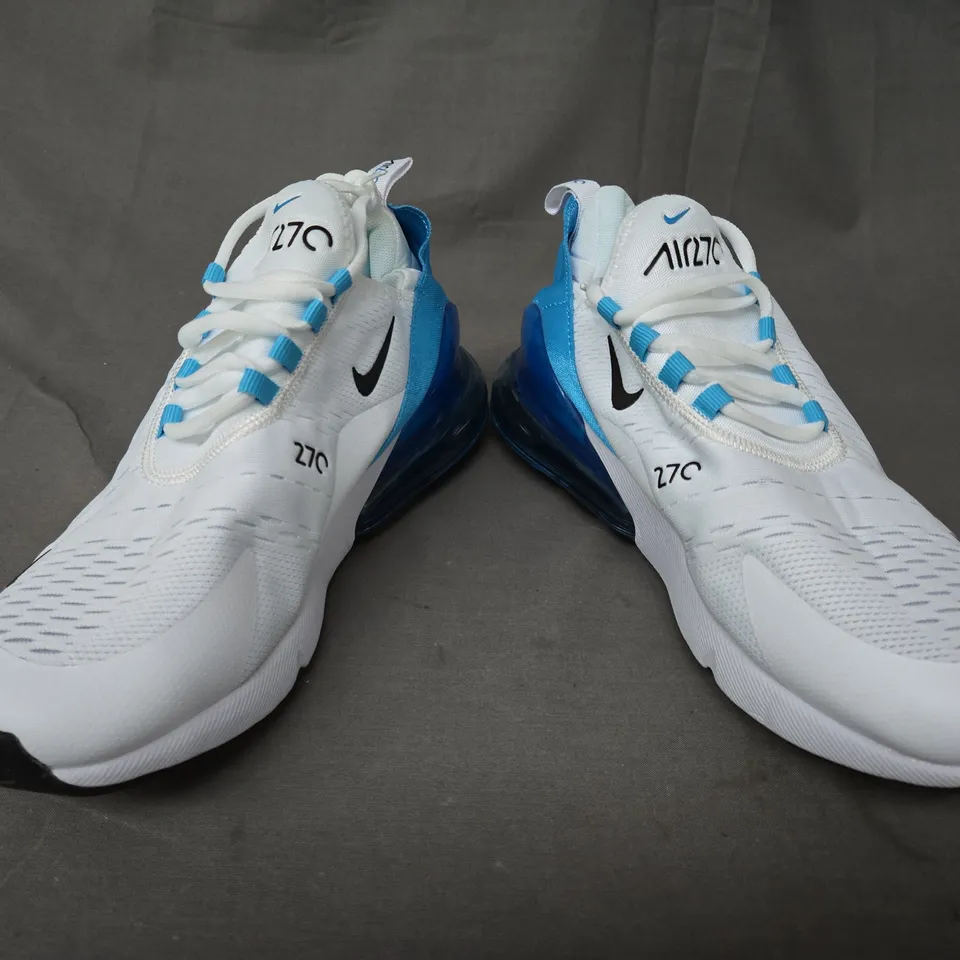 PAIR OF NIKE AIR 270 SHOES IN WHITE/BLUE UK SIZE 8.5