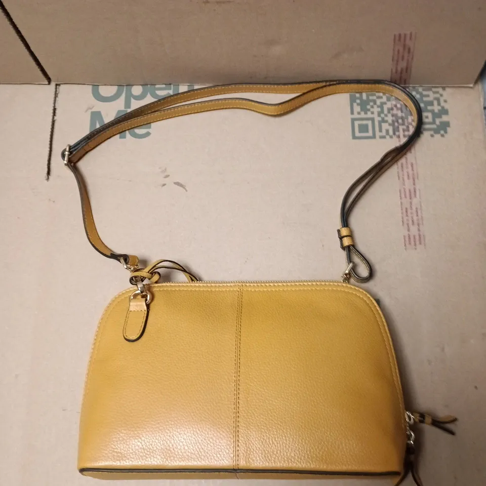 ASHWOOD DOUBLE COMPARTMENT CROSS BODY GENUINE LEATHER BAG WITH SEPARATE COIN PURSE - MUSTARD YELLOW