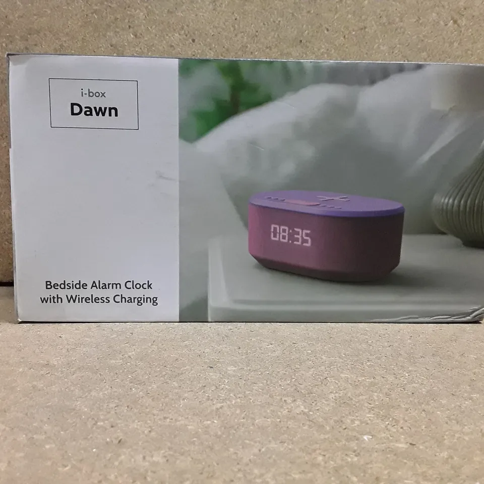 BOXED I-BOX DAWN BEDSIDE ALARM CLOCK WITH WIRELESS CHARGING 