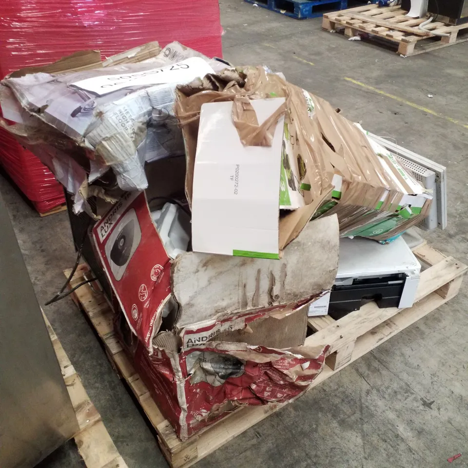 PALLET CONTAINING ASSORTED ELECTRICAL PRODUCTS INCLUDING LG COMPUTER MONITOR, EPSON PRINTER & FLOOR FAN