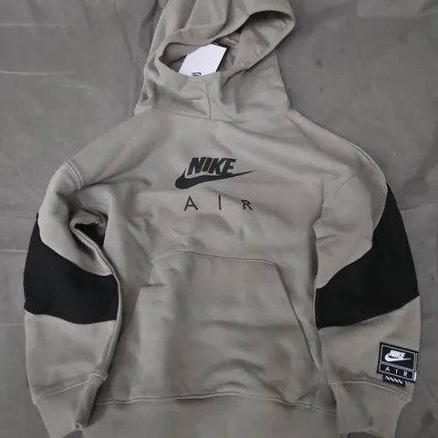 NIKE AIR KIDS HOODIE – SIZE S, GREY WITH BLACK SLEEVE PANELS