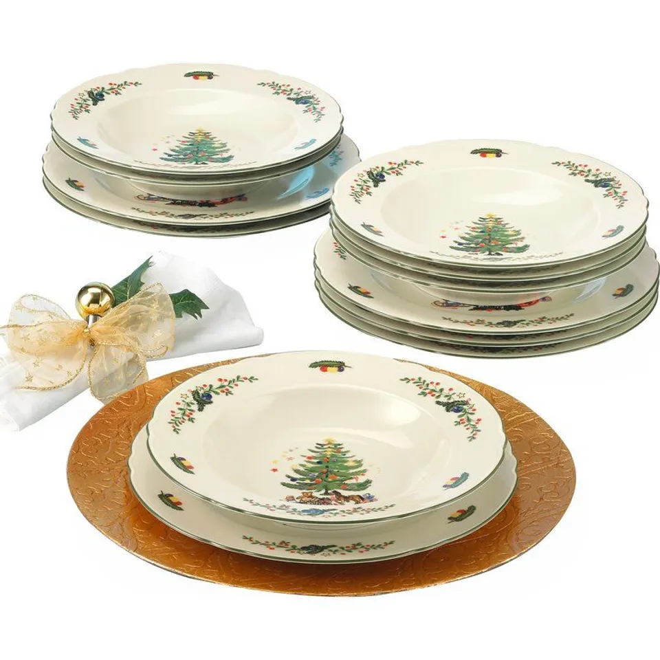 MARIE LUISE IVORY CHRISTMAS 12 PIECE DINNERWARE SET