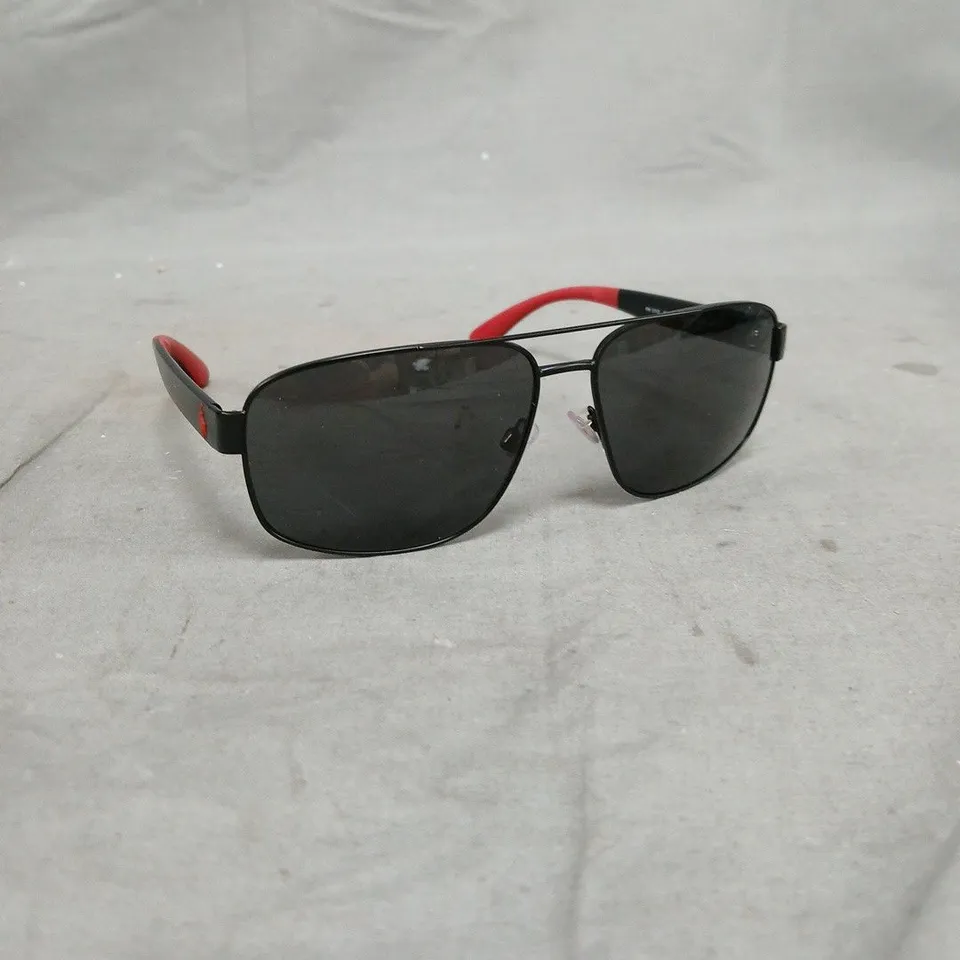 POLO RALPH LAUREN 0PH3112 PILOT SUNGLASSES- BLACK/RED