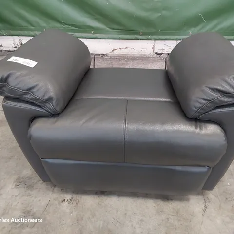 DESIGNER POWER RECLINING EASY CHAIR SEAT BASE CHARCOAL LEATHER