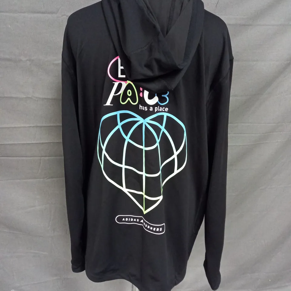 ADIDAS AEROREADY HOODED RUNNING JUMPER IN BLACK SIZE L