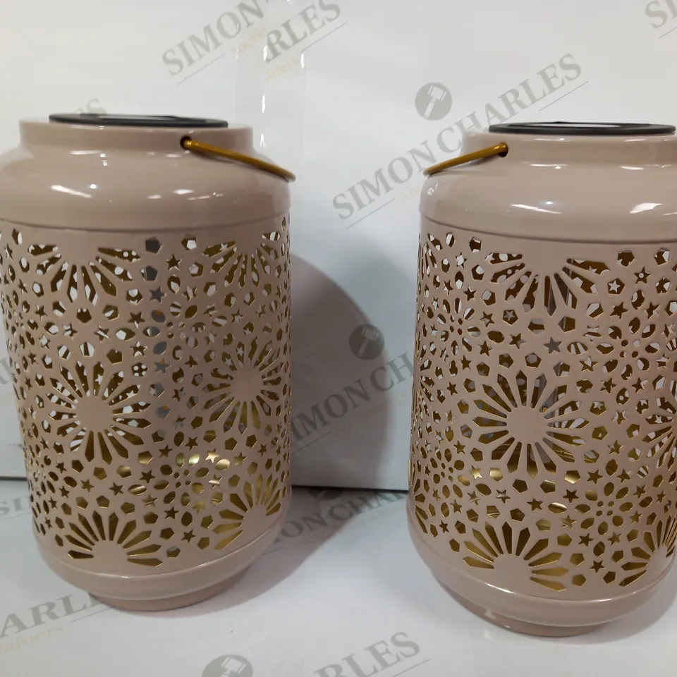 GARDEN REFLECTIONS SET OF 2 PATTERNED SOLAR LANTERNS
