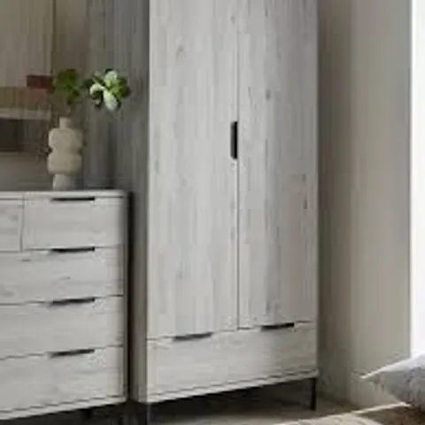 BOXED LOTUS PANNELLED TALL CABINET - OAK (1 BOX)
