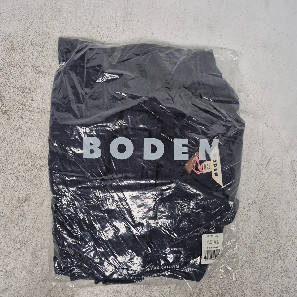 BAGGED BODEN KATE PLEATED SHIRT DRESS IN NAVY SIZE UK 12P