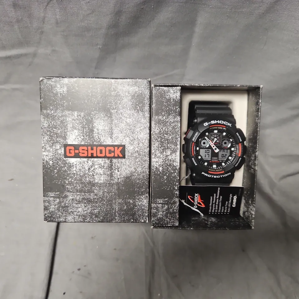CASIO G-SHOCK WATCH – BLACK WITH RED ACCENTS, BOXED