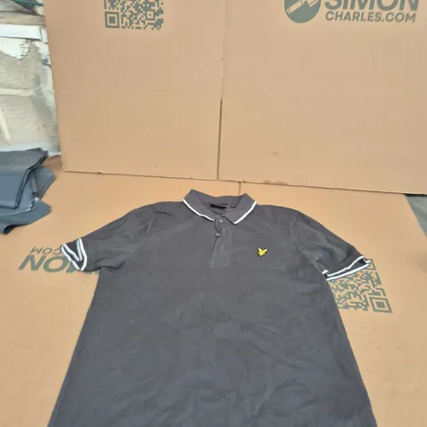 LYLE & SCOTT POLO SHIRT β GREY/NAVY WITH WHITE TRIM β MADE IN INDIA