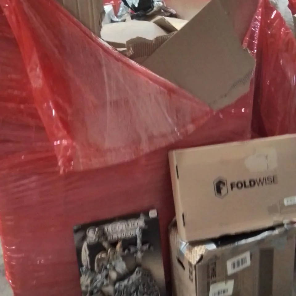 PALLET OF ASSORTED HOUSEHOLD GOODS AND PRODUCTS TO INCLUDE;COMPUTER CASE,BED TABLE,KIDS SWORD