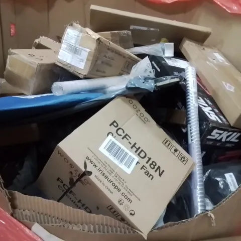 PALLET OF ASSORTED HOUSEHOLD GOODS AND PRODUCTS TO INCLUDE;FAN,TWO IN ONE SANDER,WEED BARRIER FENCING