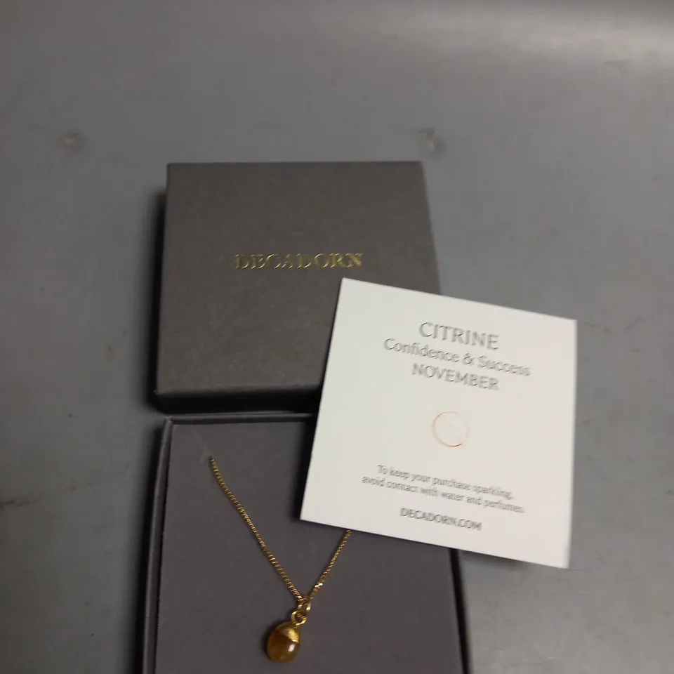 DECADORN GOLD PLATED CITRINE NECKLACE