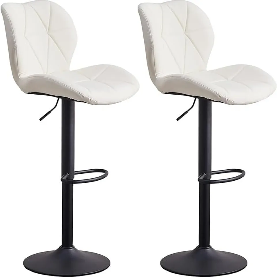 BOXED DEXTER WHITE PU LEATHER SET OF TWO BARSTOOLS (1 BOX)