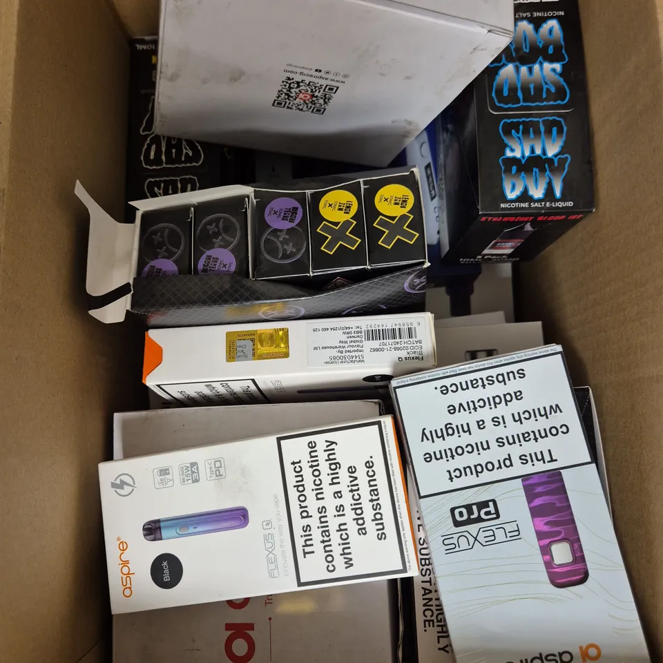 APPROXIMATELY 15 ASSORTED E-CIGARETTE PRODUCTS TO INCLUDE - ASPIRE, SAD BOY, ENDURA ETC 