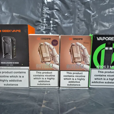BOX OF APPROXIMATELY 20 ASSORTED VAPING ITEMS AND PRODUCTS TO INCLUDE VAPORESSO, ASPIRE, ETC