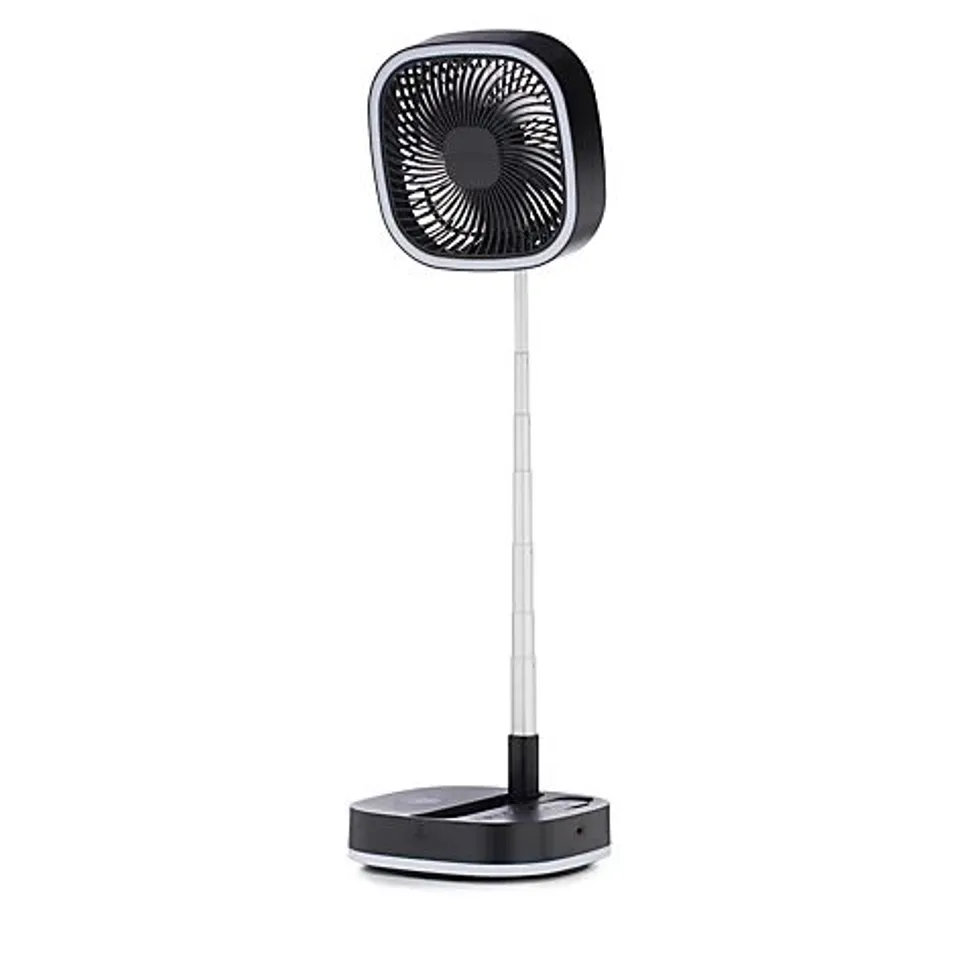 BOXED BELL AND HOWELL RECHARGEABLE DESK AND FLOOR FAN WITH PHONE CHARGER