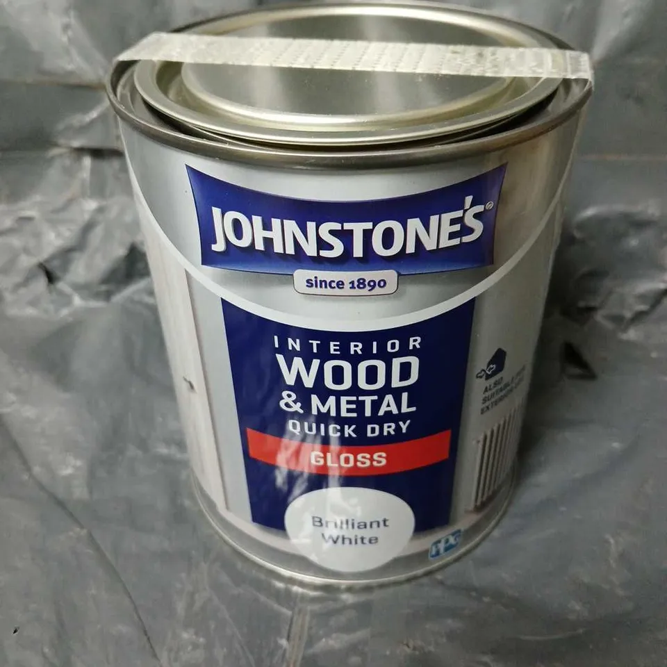 JOHNSTONES INTERIOR WOOD & METAL QUICK DRY GLOSS BRILLIANT WHITE PAINT (750ml) - COLLECTION ONLY