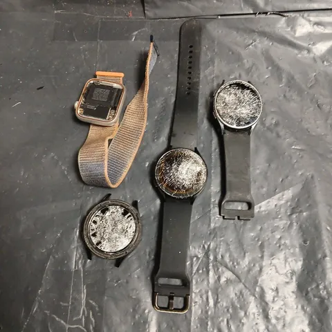 LOT OF 4 ASSORTED HEAVILY DAMAGED SMARTWATCHES TO INCLUDE - APPLE WATCH SERIES 6 - SAMSUNG GALAXY WATCH 4 - 