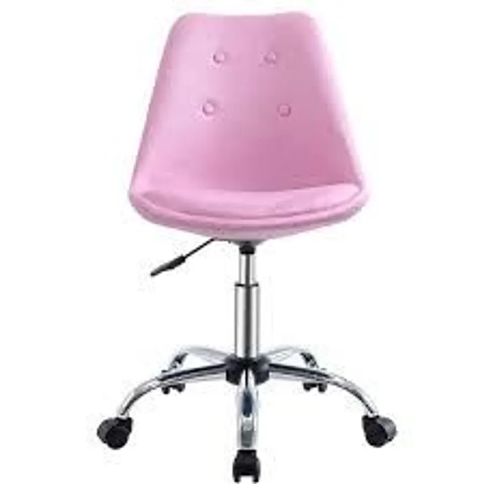 BRAND NEW PORTHOS HOME EFC023A GRY ROACHE TASK CHAIR WITH ADJUSTABLE HEIGHT, 360° SWIVEL AND 5-CLAW METAL BASE WITH ROLLER CASTER WHEELS -PINK-
