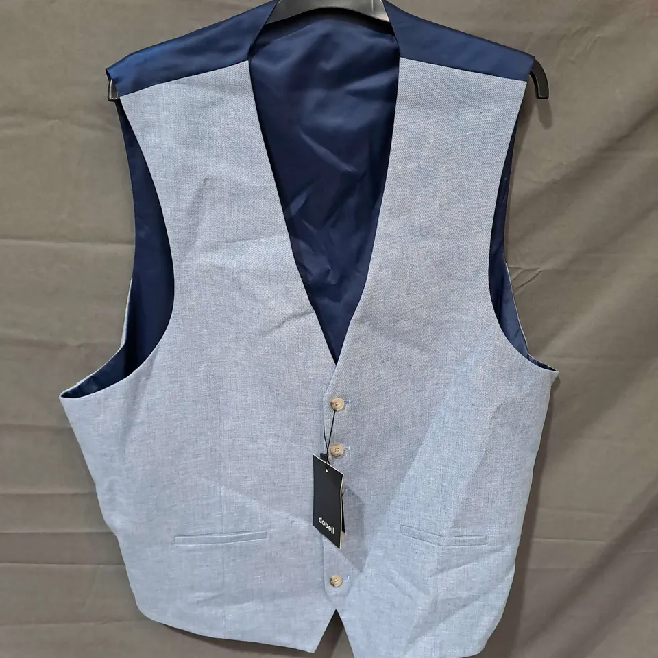 DOBELL SUIT WAIST COAT IN LIGHT BLUE LINEN SIZE 2XL