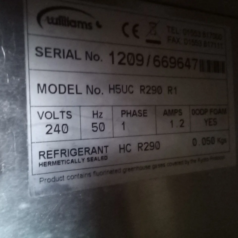 WILLIAMS H5UC R290 R1 UNDER COUNTER FRIDGE