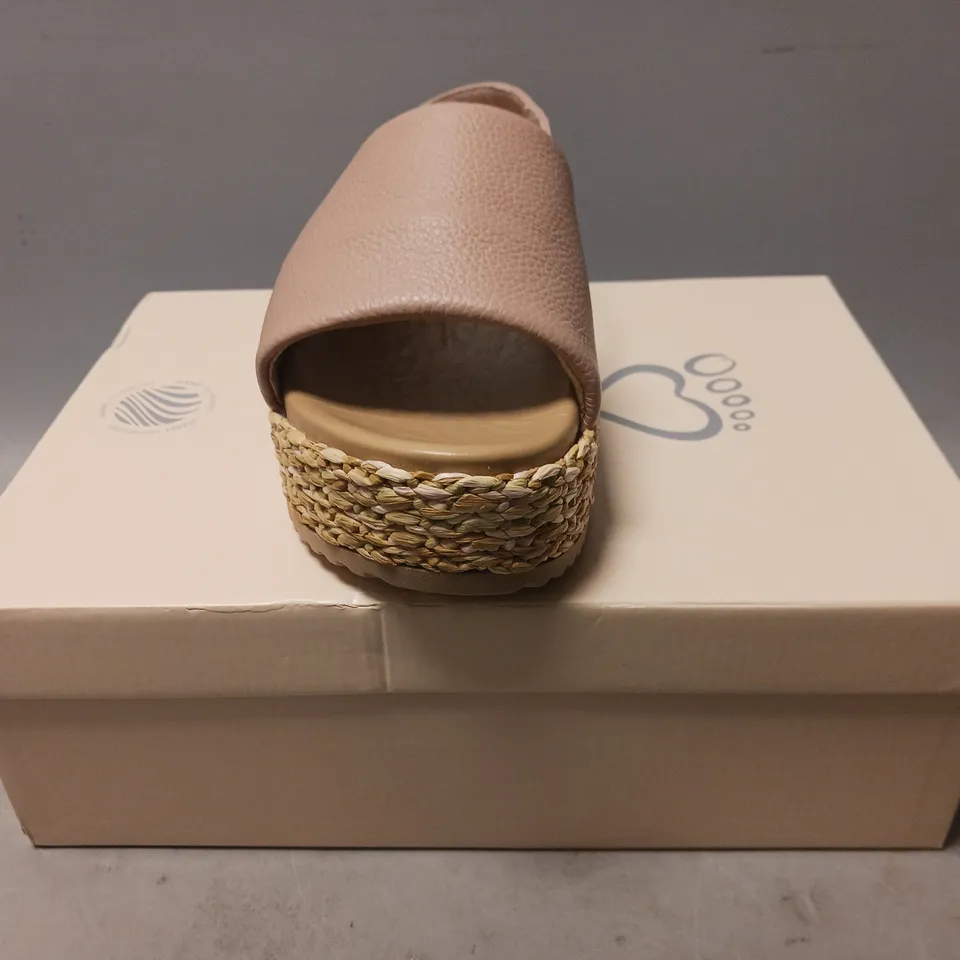 BOXED PAIR OF SOLE BLISS OPEN TOE PLATFORM SLINGBACK SANDALS IN BLUSH EU SIZE 37