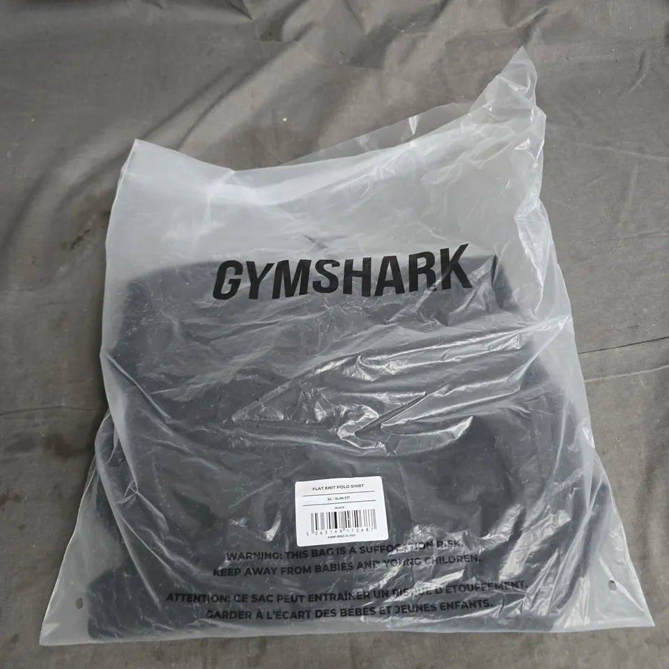 GYMSHARK FLAT KNIT POLO SHIRT – BLACK – XL SLIM FIT (MEN)