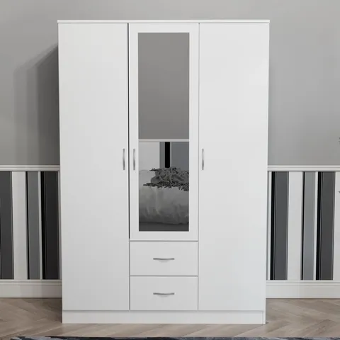 BOXED MAYBERY 3 DOOR 2 DRAWER MIRRORED WARDROBE (3 BOXES)