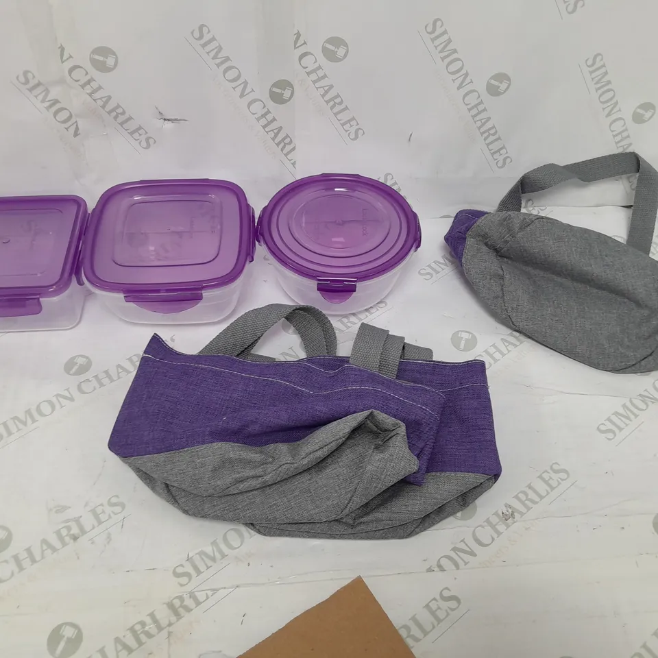 LOCKNLOCK SET 3 MINI TUPPERWARE AND TOTES IN PURPLE 
