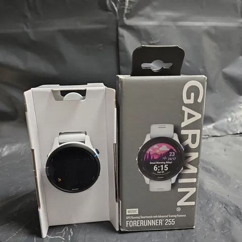 GARMIN FORERUNNER 255 MUSIC GPS RUNNING SMARTWATCH – WHITE/GRAY STRAP