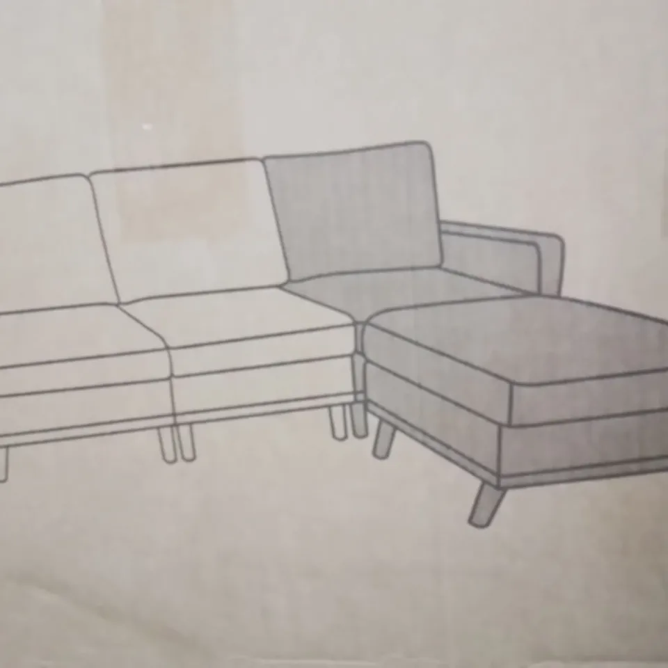 BOXED GREEN SOFA AND CHAISE [2 BOXES]