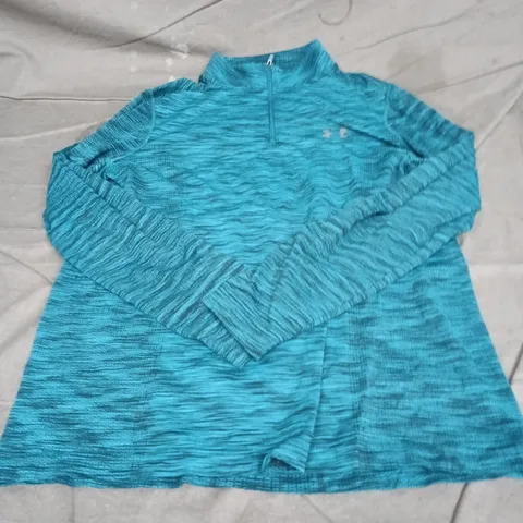 UNDER ARMOUR HEATGEAR LONG SLEEVE TOP – TEAL MARL, UK XL