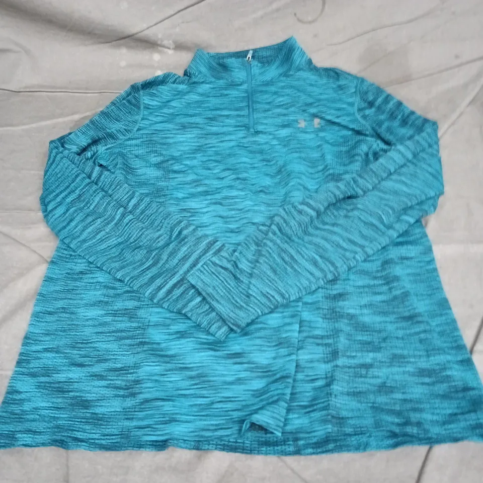 UNDER ARMOUR HEATGEAR LONG SLEEVE TOP – TEAL MARL, UK XL