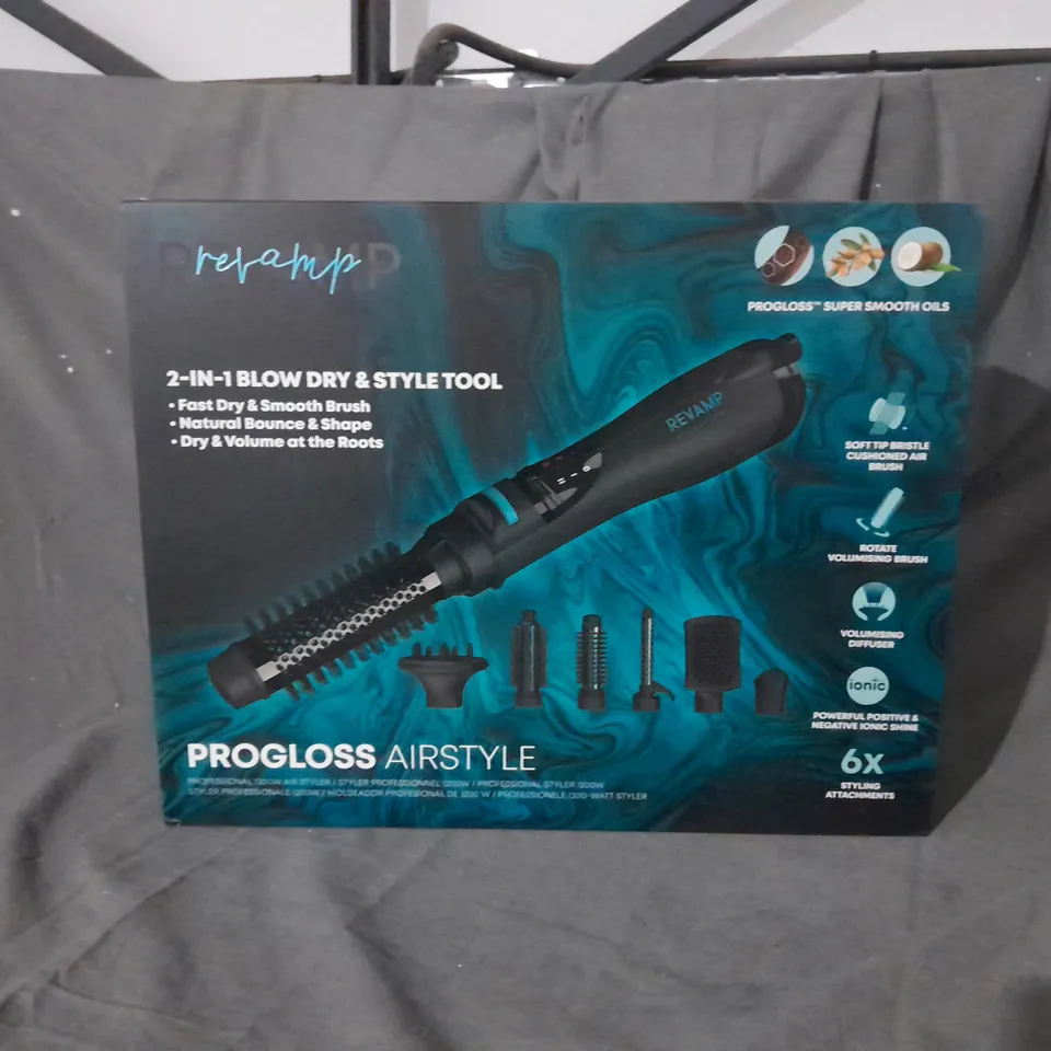 BOXED REVAMP PROFESSIONAL PROGLOSS 1200W AIRSTYLE 2-IN-1 BLOW DRY & STYLE TOOL
