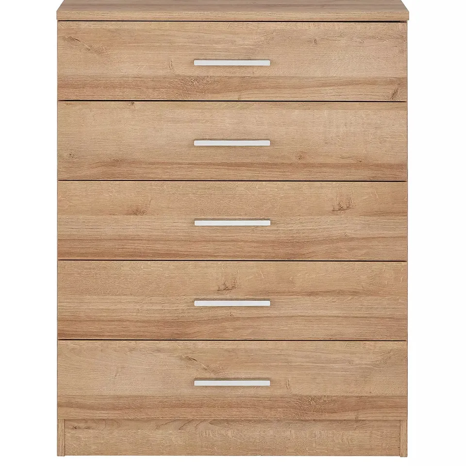 BOXED PANAMA 5 DRAWER CHEST - OAK (1 BOX) - COLLECTION ONLY RRP £139