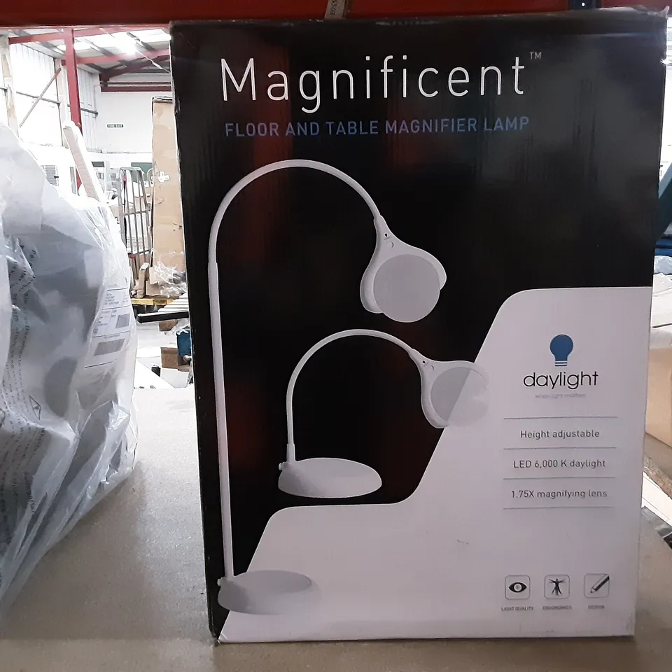 BOXED MAGNIFICENT FLOOR AND TABLE MAGNIFIER LAMP 1.75X MAGNIFYING LENS