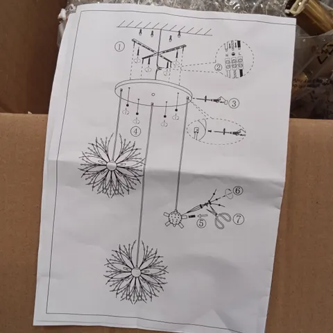 BOXED FARFALLE MOTIF STARBURST CHANDELIER - GOLD FINISH (1 BOX)