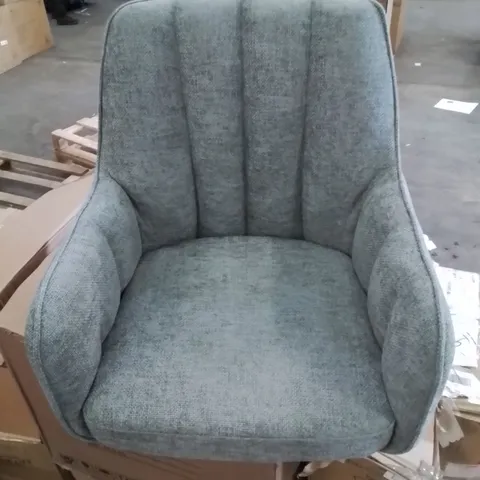 BOXED GREY FABRIC UPHOLSTERED ARM CHAIR